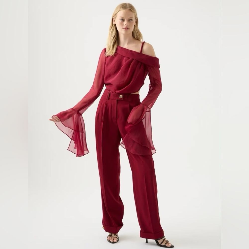 Aje Sentiment Tailored Pant in Garnet Red